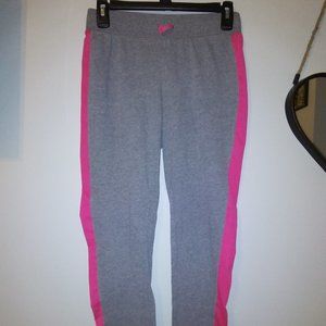 light gray joggers with pink stripes size 14